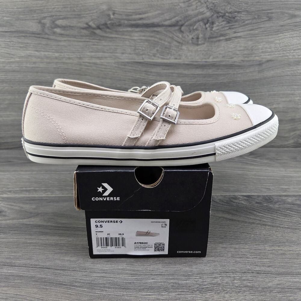 Converse Chuck Taylor All Star Dainty Mary Jane Beads Size 9.5 Womens Beige